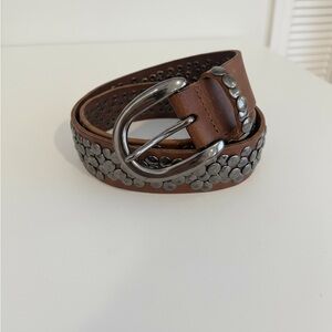 Vintage Brown Studded Belt
